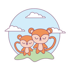 cute monkeys animal in landscape