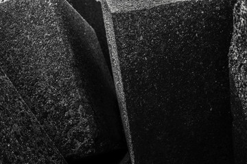 Black and white closeup view of square stones 