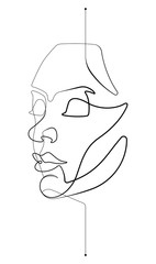 Female Face Single Continuous Line Vector Illustration