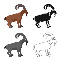 Vector illustration of goat and mountain  symbol. Collection of goat and animal stock vector illustration.