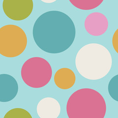 Large polka dot seamless pattern in bright colors. Cute and fun, great for birthday party decorations, textiles, kids clothing, paper goods, spring and summer fashion accessories and stationery items.