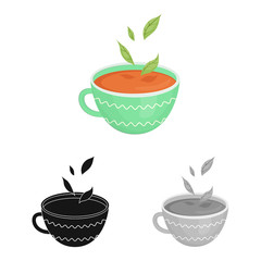 Vector design of tea and cup sign. Set of tea and mint vector icon for stock.