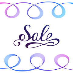 Handwritten Inscription Sale on White Background.