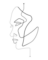 Female Face Single Continuous Line Vector Illustration