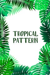 vector green tropical leaves on white background