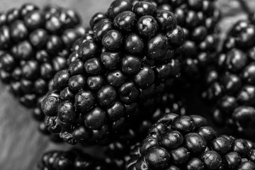 Fresh blackberries background, top view.