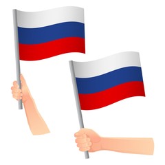 russia flag in hand icon