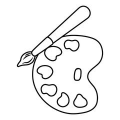 Isolated paint palette and brush design