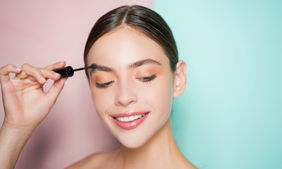 Beautiful thick eyebrows, a vivid glance. Perfect eyebrows, make-up correction.