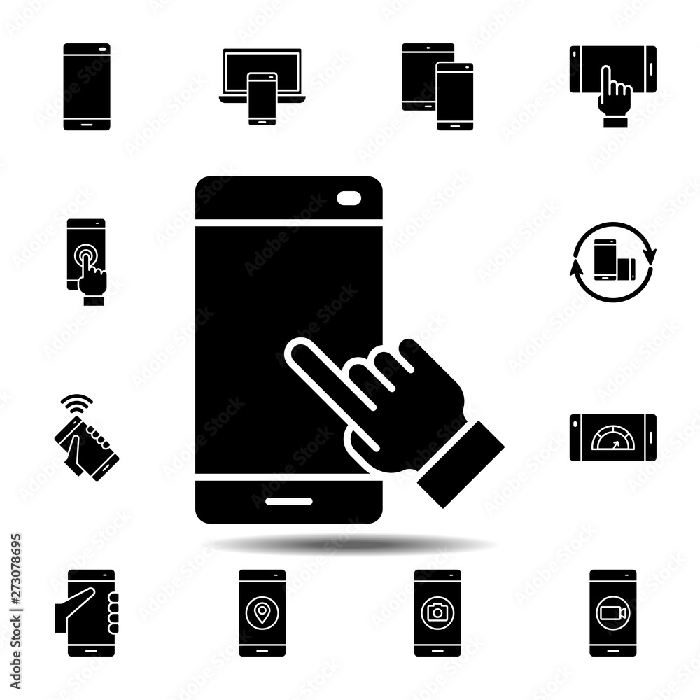 Poster smartphone, arm, sensor icon. simple glyph, flat vector element of smartphone icons set for ui and u
