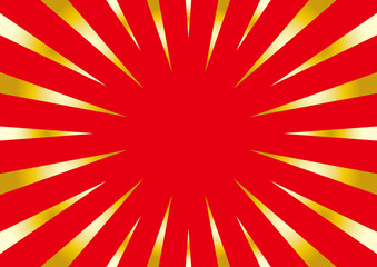放射線状の集中線の背景素材(赤と金)