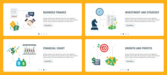 Fototapeta na wymiar Internet banner set of business, finance and strategy icons.