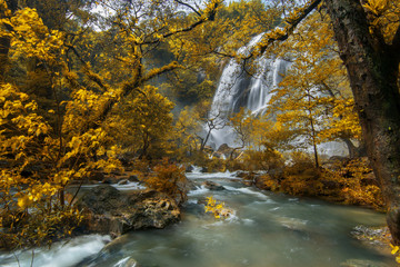 waterfall in rain forest in Klong lan waterfall, Thailand