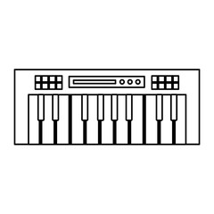 synthesizer keyboard music on white background