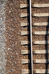 Russian railway. Summer railway. Rails and sleepers.