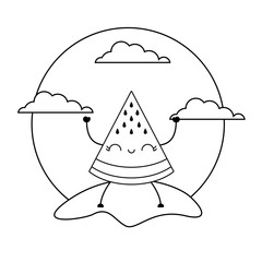 strawberry fruit kawaii in landscape