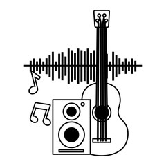 guitar speaker notes music festival on white background