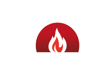 Creative Circle Oven Fire Logo Design Vector Symbol Illustration