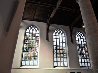 a stained glass window of "Great Church" of Edam, the Netherlands	