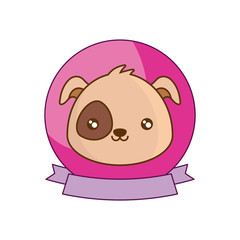 head of cute dog animal with ribbon