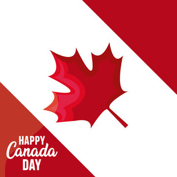 poster of happy canada day with maple leaf