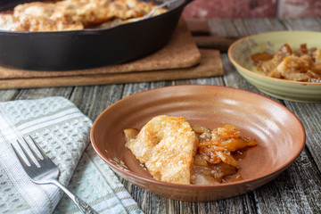 Golden Crusted Apple Pie Made In A Cast Iron Skillet