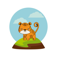 cute tiger animal in landscape natural