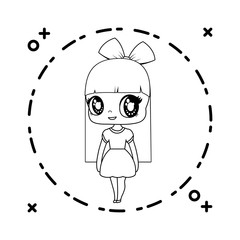 cute little doll in frame circular