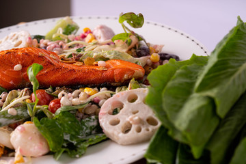 Grilled salmon salmon with salad