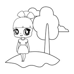 cute little doll in landscape