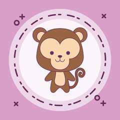 Fototapeta premium cute monkey animal in frame circular
