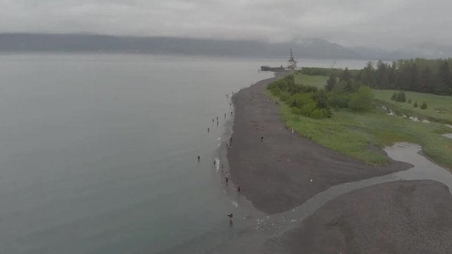 Alaskans line the beach to subsistence fish for salmon
