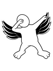dabbing engel flügel fliegen vogel dab tanz pose lustig figur spaß party feiern cool trend clipart comic cartoon design