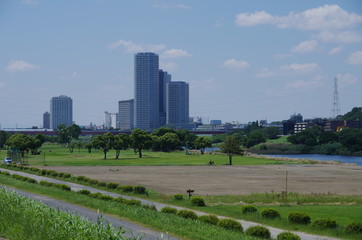 Fototapeta premium 二子玉川の高層ビルを望む