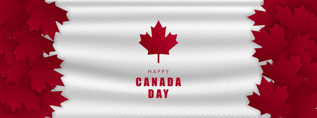 Canada day Vector Illustration, realistic rippling canadian flag - Vektor