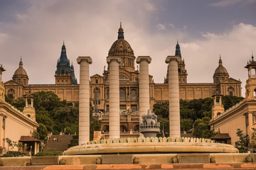 Naklejka premium Barcelona. View of the city with buildings. Catalonia. Spain