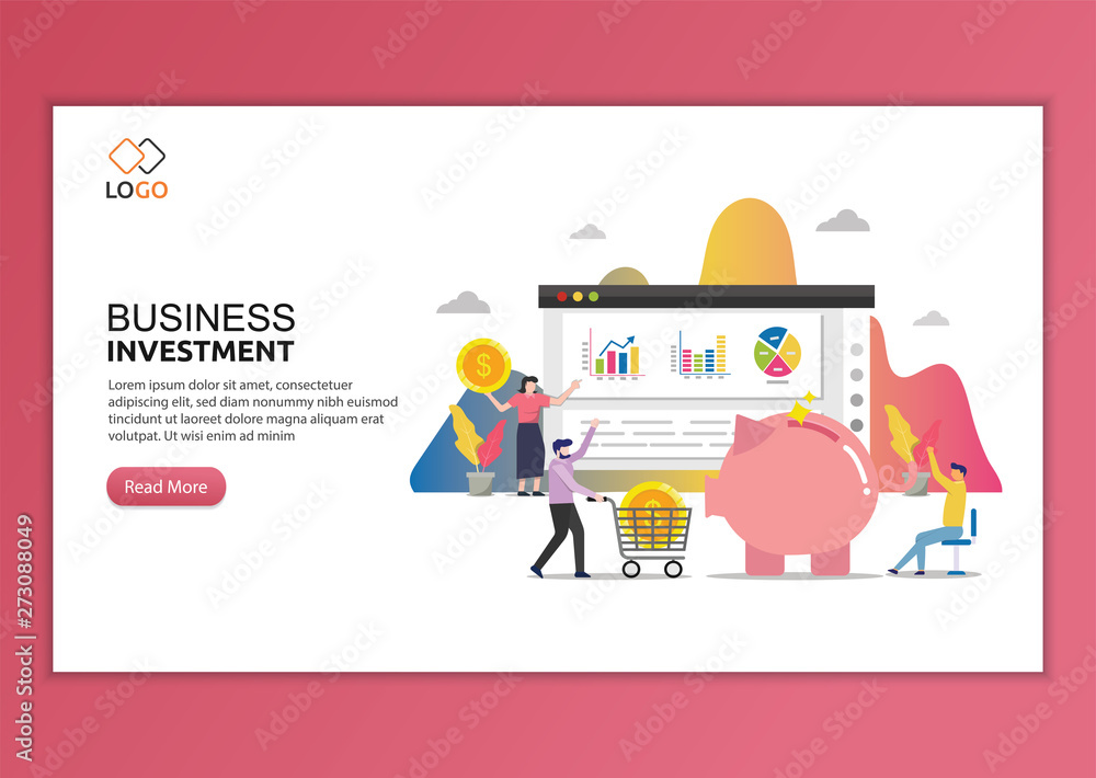 Poster business investment modern flat design concept. landing page of making profit template. modern flat 