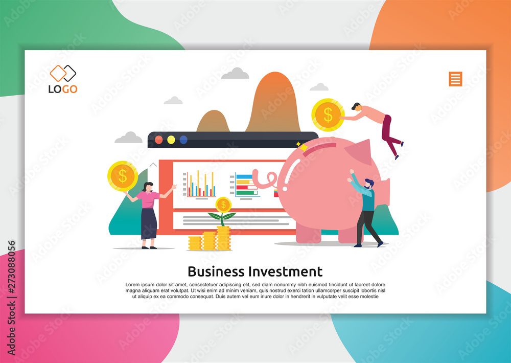 Poster business investment modern flat design concept. landing page of making profit template. modern flat 