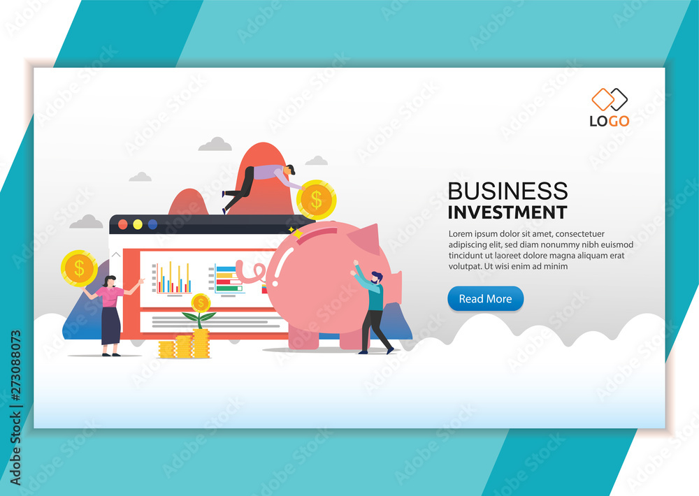 Poster business investment modern flat design concept. landing page of making profit template. modern flat 