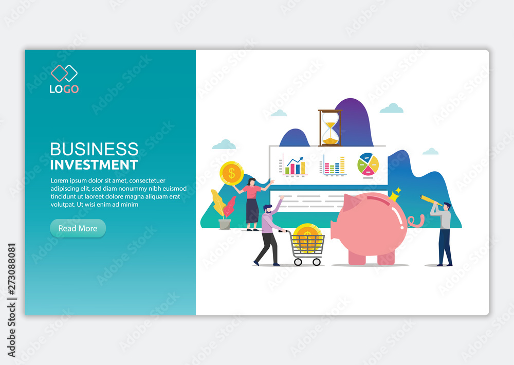 Poster business investment modern flat design concept. landing page of making profit template. modern flat 