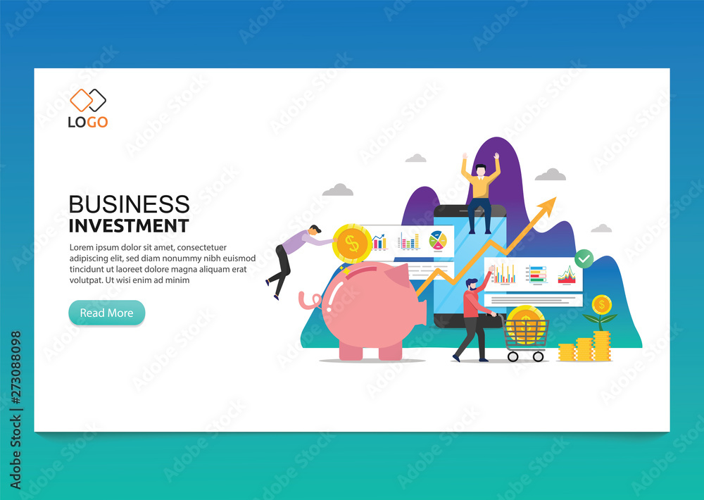 Poster business investment modern flat design concept. landing page of making profit template. modern flat 
