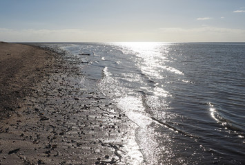 Sun reflections on the beach at East Cape Sable in Everglades National Park, Florida.