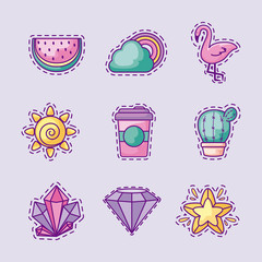 set patches of sun and icons