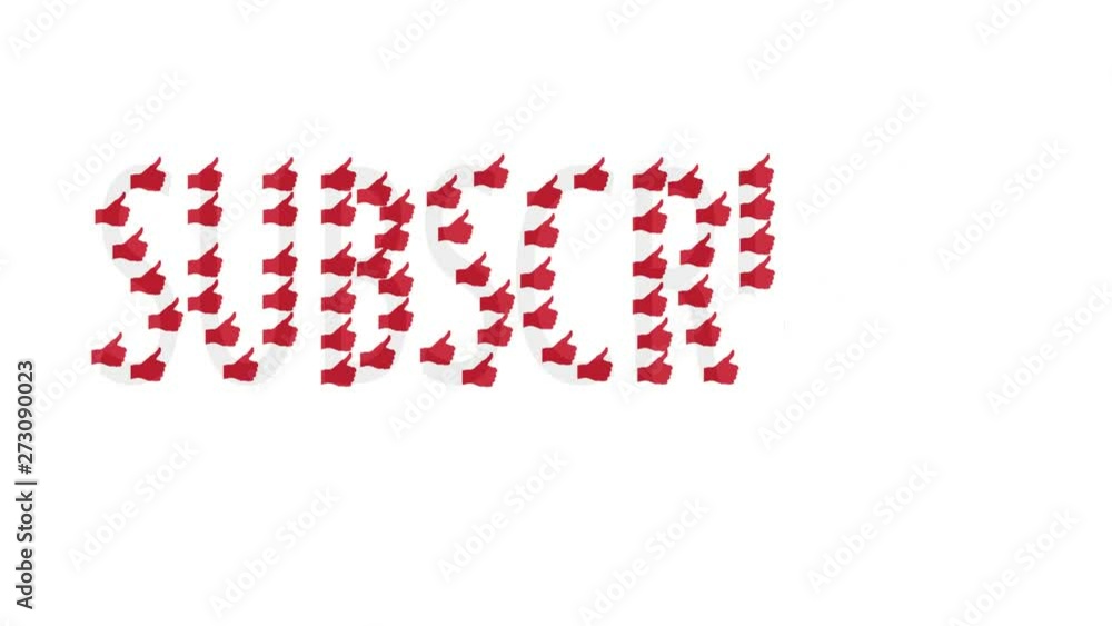 Poster subscribe text animation with the hands up of like.