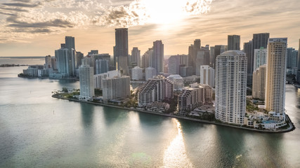 Fototapeta na wymiar Bay view of Brickell Key Miami 