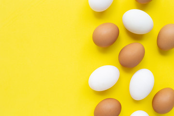 Eggs on yellow background.