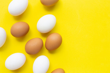 Eggs on yellow background.