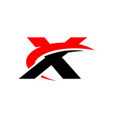 initial logo with slice graphic vector red black X