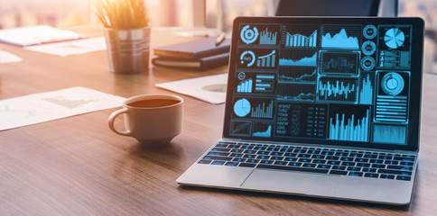 Data Analysis for Business and Finance Concept. Graphic interface showing future computer...