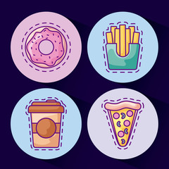 set of patches with delicious food and icons